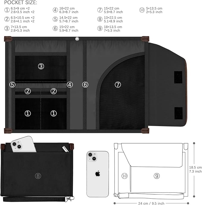 A5 Conference Folder Business Organiser Bag Notepad Carrying Case Document Case A5 Portfolio Organiser Portfolio Binder with Zip (Jet Black)