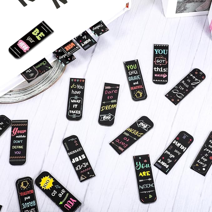 48 Pcs Magnetic Bookmarks, 24 Styles Inspirational Magnet Book Markers Motivational Encouraging Magnetic Page Clip Stocking Stuffers for Women Student School Reading Gifts