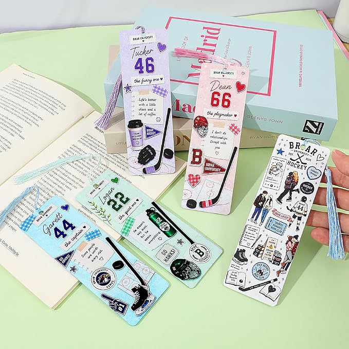 3 Pack Coquette Cherry Bookmarks Set, Cute Girly Acrylic Book Marks with Tassels, Funny Book Lover Gifts for Women (5PCS-Campus)