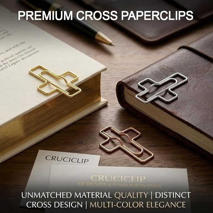 18 Pcs Cross Pen Holder Clips, Bible Study Supplies, 2.8-Inch Jumbo Cross Paper Clips Pencil Holder for Bible Journaling Accessories Planner Office School Supplies Travelers Notebook Accessories