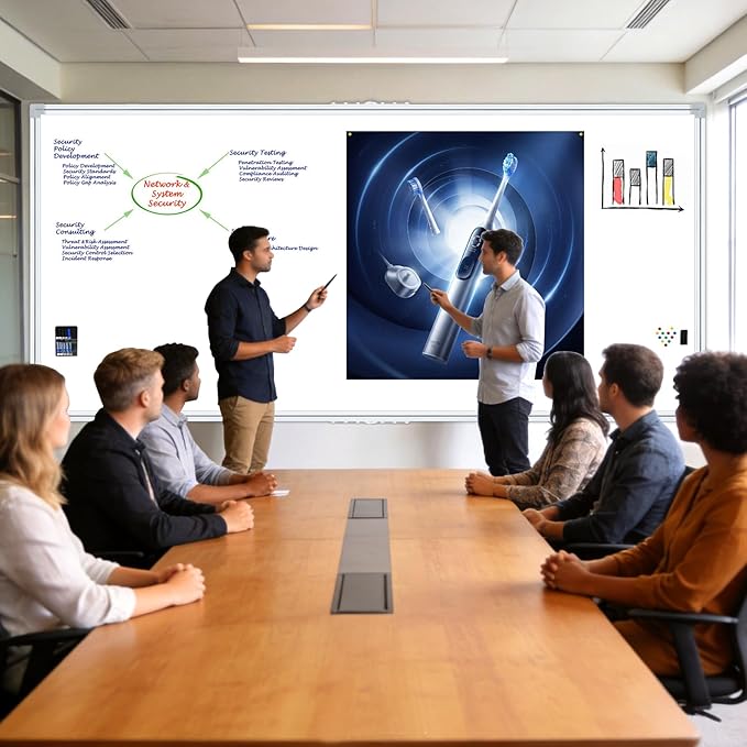 Offi- eqp 96"X48" Magnetic Whiteboard - Dry Erase Board, 8x4 Ft, Foldable Design, Non-Glare Coated Surface Large Wall Board, Silver Frame for Classroom and Meeting Room (Professional Kit Included)