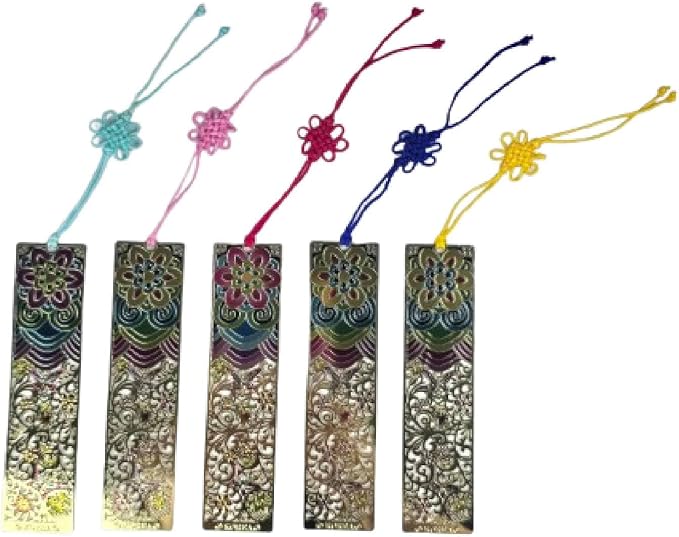 Korean Bookmark 5 Pack with Tassels, Traditional Design Page Holder, Cute Bookmarks for Women, Book Stuff, Reading Accessories for Book Lovers, Bible Bookmarks, Unique Korean Gifts