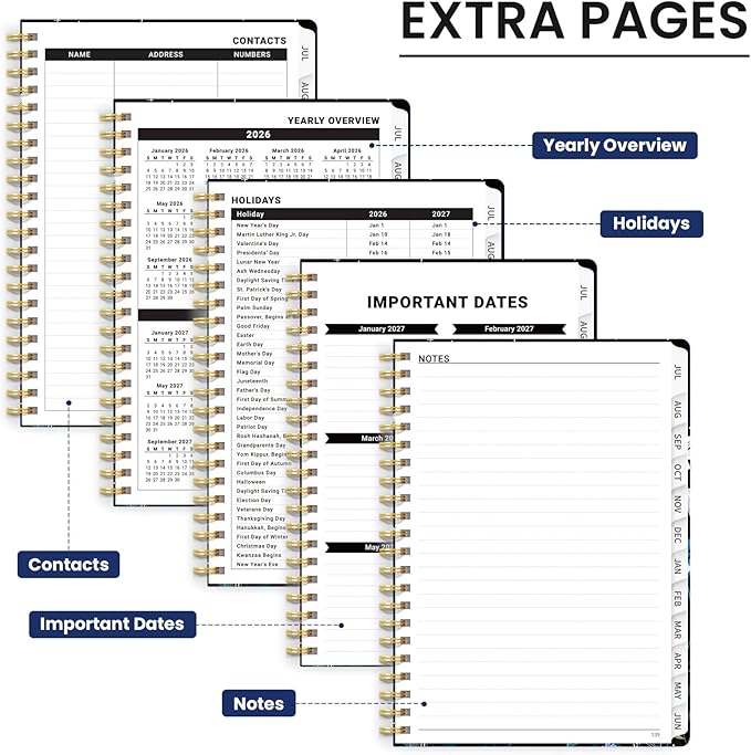 2027 Planner - Weekly and Monthly Planner, January 2027 to December 2027, Spiral Bound 2027 Calendar Planner Book, Inner Pocket, Perfect for Office Home School Supplies - A4 (8.5" x 11"), Celestial
