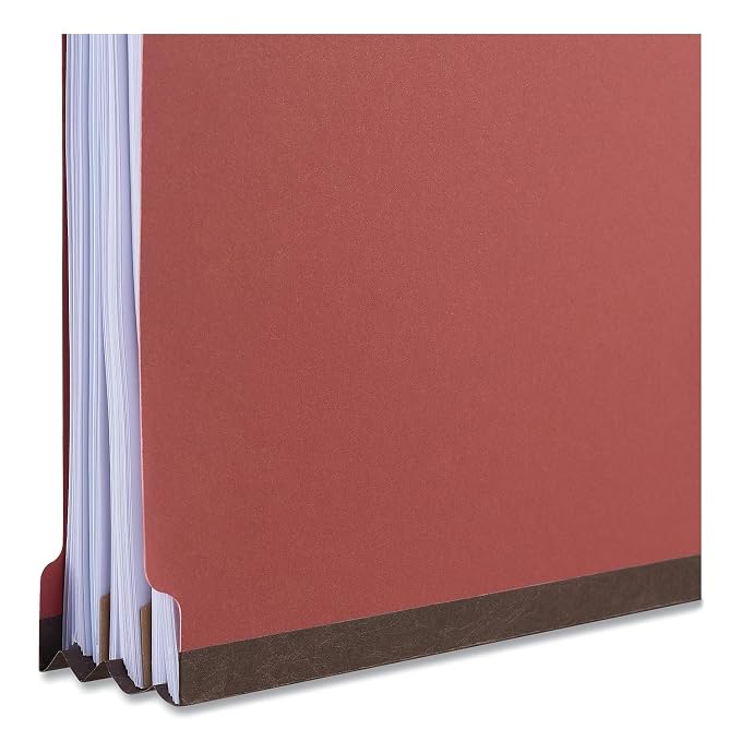 Universal End Tab Classfication Fastener Folder, Letter Size, 2 Dividers, 6 Fasteners, Red, Pack of 10