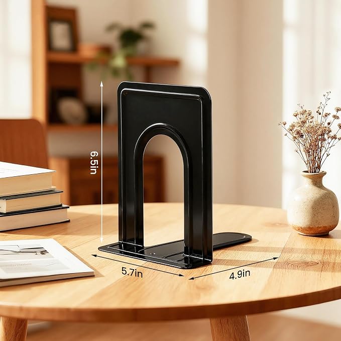 Happyhapi 14 Pair Book Ends for Shelves, 28 Pcs Metal Bookends Book Holder for Shelf, Heavy Book Stopper for Desk, Simple Library Office Home Bookend, 4.9 x 5.7 x 6.5 in, Black (Pack of 2)