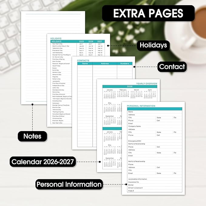 Planner 2026-2027, Academic Year Planner - Daily, Weekly & Monthly Calendar, Jul 2026 - Jun 2027, 6.3" x 8.5", Spiral Notebook with Tabs, Stickers & Inner Pocket, Ideal for School, Office, Home
