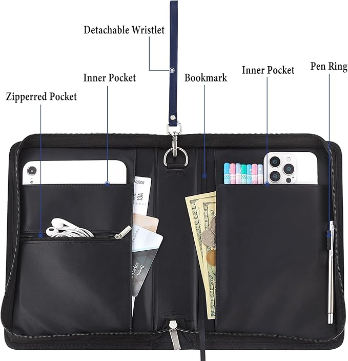 Bible Cover Case for Women and Men, PU Leather Bible Bag Bible Study Supplies Accessories with Detachable Wrist Strap