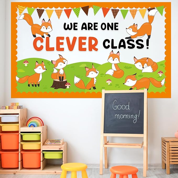 Woodland Fox Fall Bulletin Board Set Fall Bulletin Board Decorations Red Foxes Cutouts Classroom Decors for Autumn Office Home School Chalkboard Wall Door Woodland Animals Theme Party Supplies