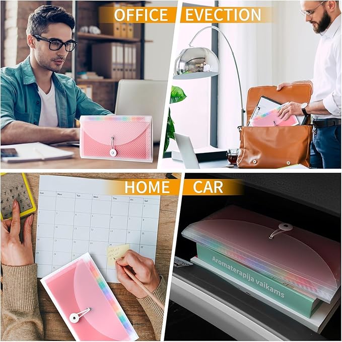 2Pcs Receipt Coupon Organizer, 13 Pockets Small Accordion File Organizer with Labels for Receipt Cards, Bill Business, Coupons Storage, 10.2X 5.1 Inches (Transparent)