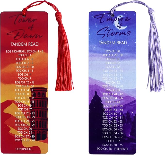Set of 2 pcs - Throne Themes Tandem Read Bookmarks for Women with Silk Tassel, Fantasy Book Marks - Perfect Book Markers Merchandise for Fantasy Fans - Unique Gifts for Book Lovers