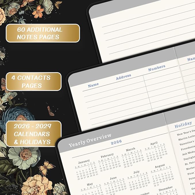 2026-2029 Pocket Planner/Calendar - 3 Year Monthly Planner 2026-2029, July 2026 - June 2029(36 Months), 6.3" x 3.8", Monthly Calendar with Inner Pocket and 61 Notes Pages - Butterfly