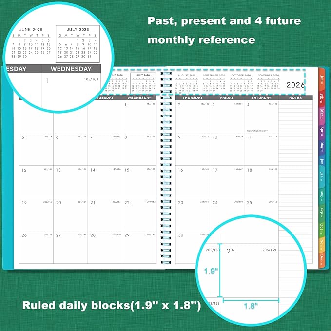2026-2027 Monthly Planner - Monthly Planner 2026-2027, Calendar 26-27, 18 Month Planners with Tabs & Pocket & Label, Contacts and Passwords, 9" x 11", Thick Paper, Twin-Wire Binding - Blue 2