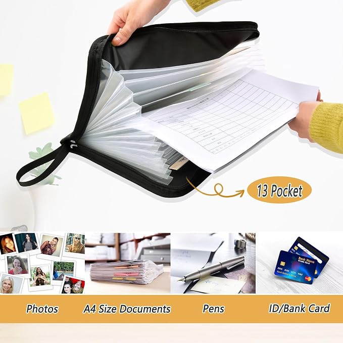 Grunge Rock Music Guitar File Folders,Plastic Folders with 13 Pockets,Expandable File Folder for Documents School Students Office,Aesthetic Folder with Labels A4 Letter Size