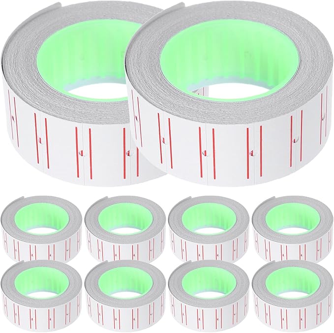 Lurrose 5000pcs Price Marker Labels Paper Tag Rolls with Double Stripes, Compatible with Price Gun Labeler, Cost Tag Stickers for Supermarket and Retail Pricing