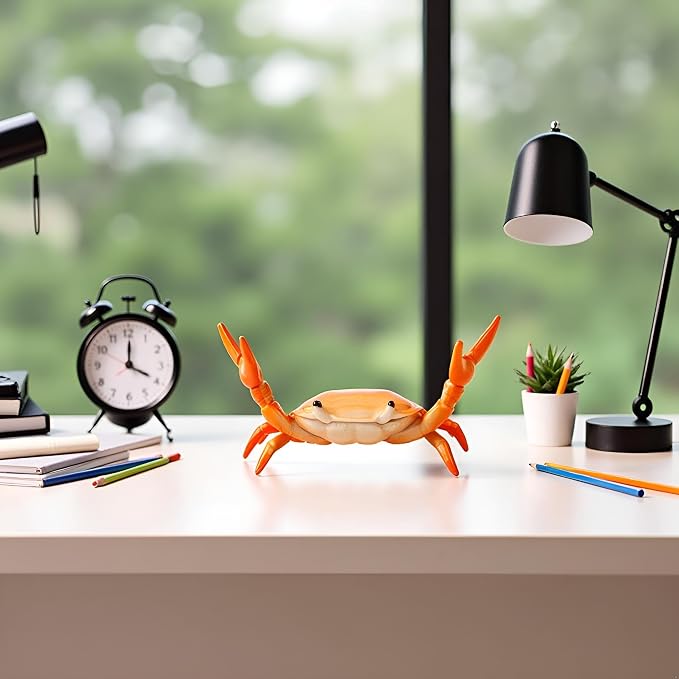 Creative Crab Pen Holder Weightlifting Crabs Pen Stand Storage Rack, Office Desktop Decoration, Pencil Holders Desk Supplies Holders and Dispensers, Desk Accessories and Workspace Organizers (Red)