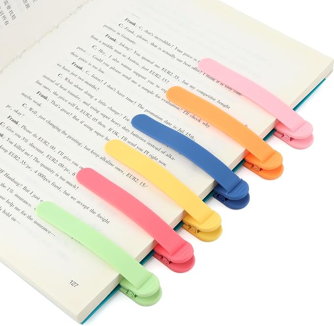 6pcs Silicone Automatic Bookmarks, Smart Bookmarks for Women Men Book Accessories, Silicone Book Marks for Reading Women, Men, Kids, Reading Accessories Gifts for Book Lovers