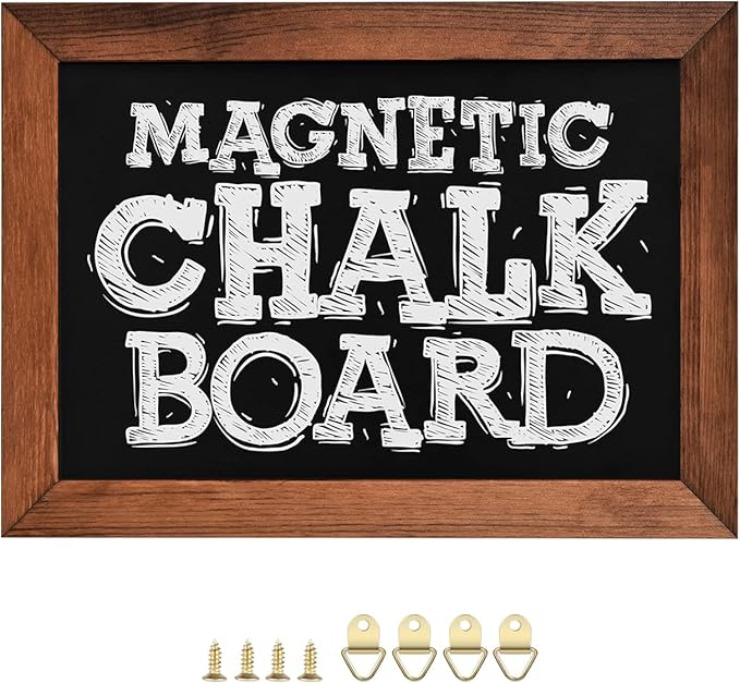 TORASO Magnetic Chalkboard, 10.2" x 14.2, Pine Wood Framed Rustic Vintage Decor - Chalk Board for Wedding, Kitchen, Bar, Restaurant, Menu & Home(HB-BN-2636)