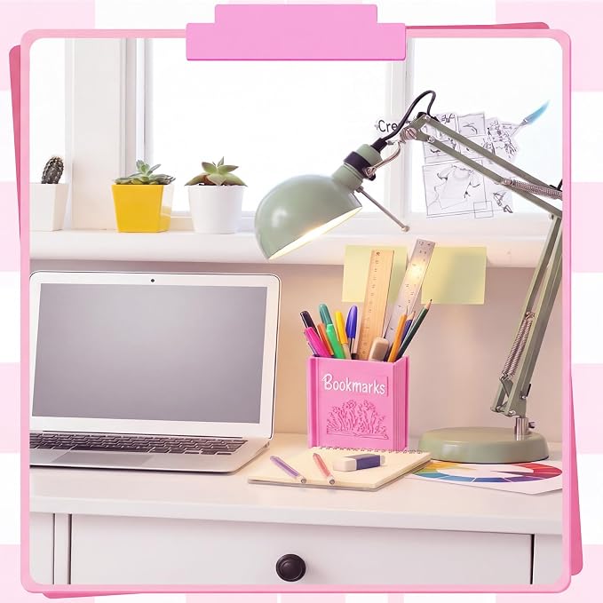 Resurhang 3D Printed Book Shaped Bookmark Holder, Book Lover Gift, Bookish Accessory Office Desk Supplies End of Year Gift for Librarian Bookworm Teacher Women(Pink)