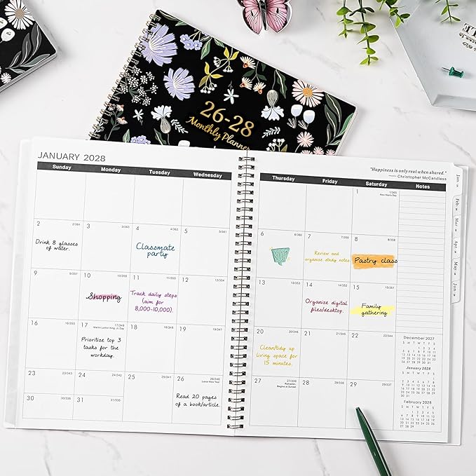Monthly Planner 2026-2028 - 2 Year Planner 2026-2028, July 2026 - June 2028, 2 Years Monthly Planner, 9" x 11", Monthly Calendar Planners with Inner Pocket, Twin-wire Binding, Tabs