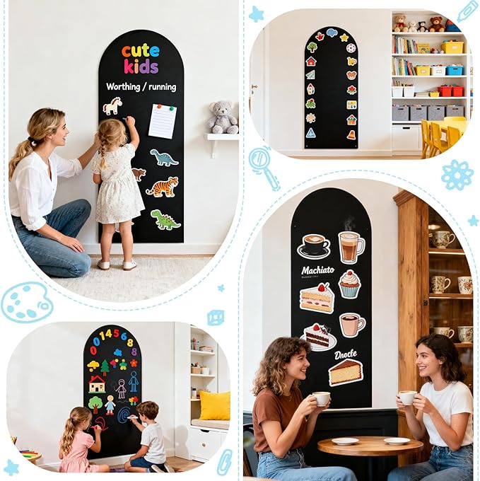 Magnetic Wall Decal for Kids 39.3x17.5 Inches Upgraded Magnetic Chalkboard for Wall Black Magnet Board for Wall with Letters and 12 Color Liquid Chalk for Home Playroom and Classroom