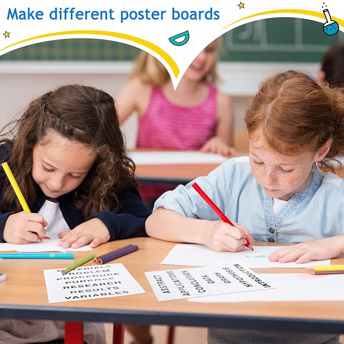 Lewtemi Self Adhesive Presentation Science Fair Subtitles Display Boards for Classroom Office Science Fair Titles Supplies(8 Set)