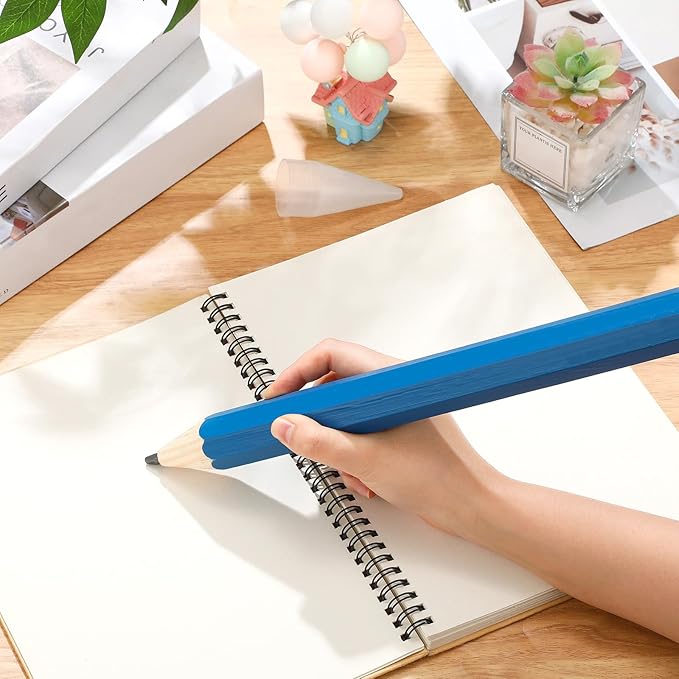 16 Inch Wooden Large Jumbo Pencils Giant Big Funny Wood Pencil with Cap and Eraser Fun Novelty Gifts for Kids School Kindergarten Home Office Prop Supplies(Blue)