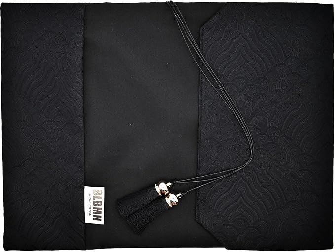 BLBMH 6.5x9.5 Bible Cover Fixed Non-Stretch Fabric Book Protector with Bookmark | Handmade Washable Sleeve for Hardcover/Paperback | Gift for Women - Black