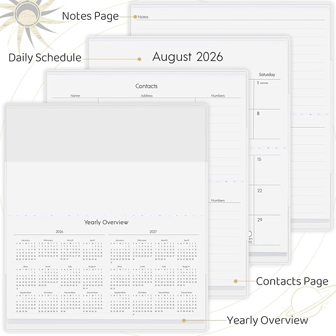Pocket Calendar 2026-2027, Small Pocket Planner 2026 for Purse, Monthly Planner with Pvc Cover, Small Size (3.5" x 6"), From January 2026 - December 2027 - Moon Phase