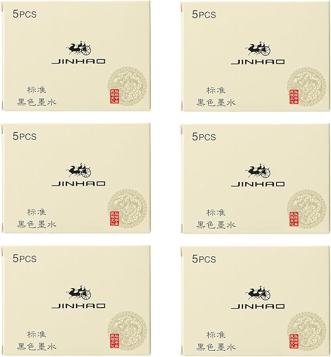 Jinhao Fountain Pen Black Ink Cartridge International Standard 2.6mm Bore Diameter Ink Refill Set of 30 PCS