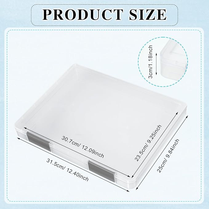PerKoop 6 Pcs Clear Paper Storage Box A4 Plastic File Box Document Paper Organizer Storage Board Game Project Cases Containers with Buckle for Craft, Magazine(Gray,12.4 x 9.84 x 1.18 Inches)