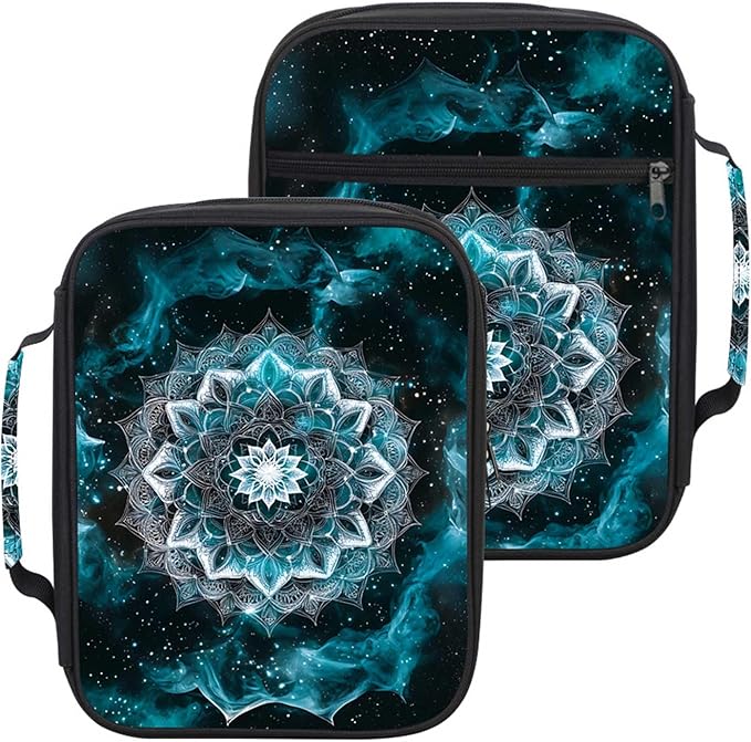 Teal Mandala Bible Cover for Women with Zipper Handle and Pockets, Boho Mandala Bible Bag Case Organizer, Scripture Carrying Case for Church Bible Study, Christian Gifts for Women