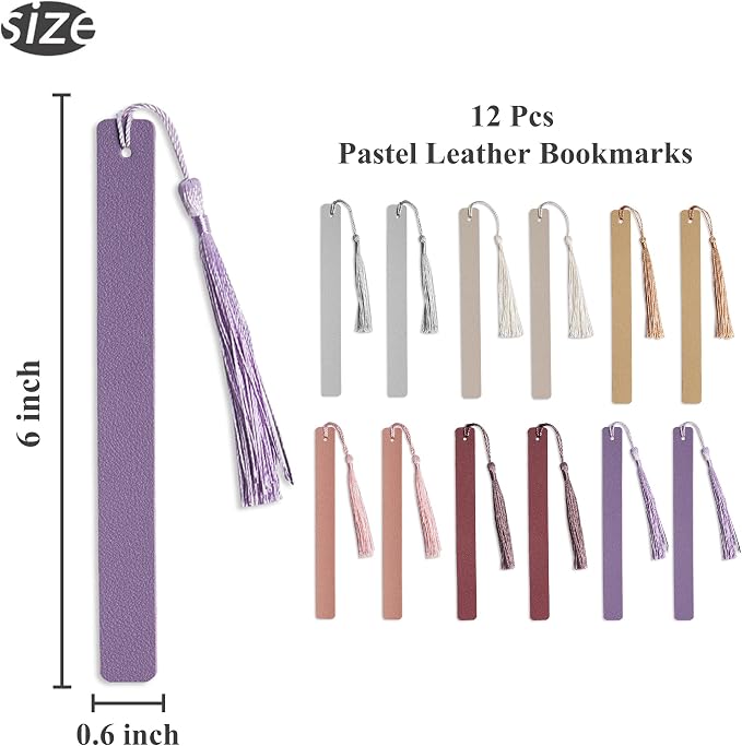 12 Pcs Pastel Leather Bookmarks Colorful for Women Students Teachers Book Lovers Reading Supplies(12colors3)