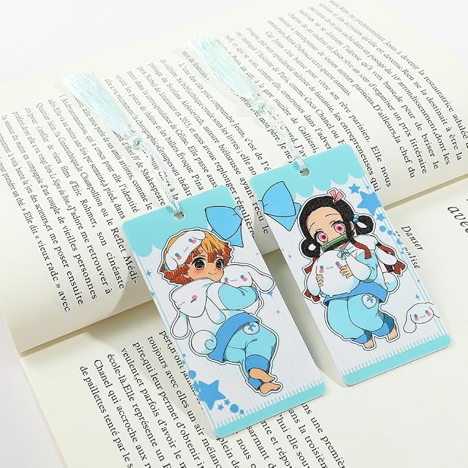 Anime Demon Kamado Acrylic Bookmark - Anime Tanjiron Zenitsu Giyuu Kyoujurou Figure Page Mark Reading Tool, Holiday Gifts for Reading Fans Book Lovers Bookworm (4PCS Set-2)