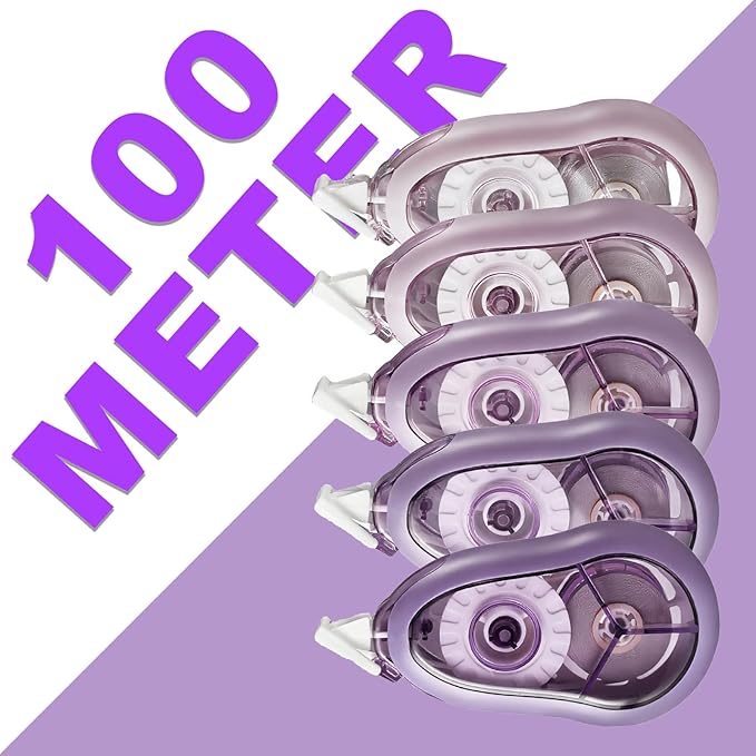 White Correction Tape, 5 Pack, 65.62 Feet Correction Tape for School and Office, School & Office Supplies, (Purple)