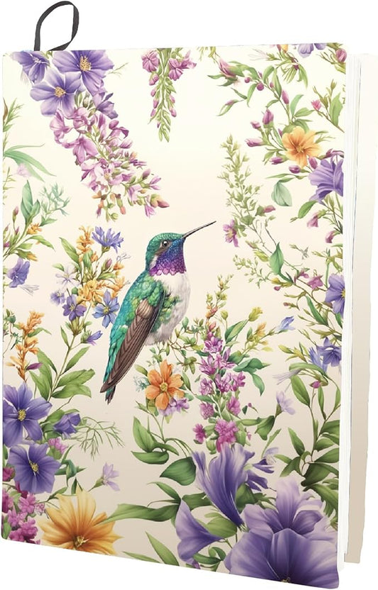 CRASPIRE Hummingbird Stretchable Book Cover Flower Animal Washable Reusable Large Nylon Book Protector Elastic Notebook Wraps Suitable for Hardcover Books Classroom Students