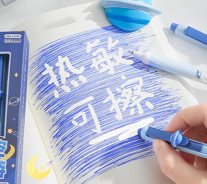 4pcs Blue Erasable Pens 0.5mm GelPens Black Ink Retractable Mistake-Free Smooth Writing Pens with Erasers for Women Men Office Supplies (blue 4pcs, Black)