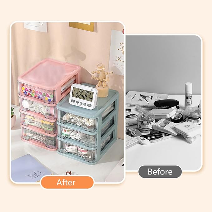 ljhnba Desktop Storage Box Stackable Cabinet Small Drawers Organizers Stationery and Supplies Clear Organizer with Drawers Stationery Organizer Box