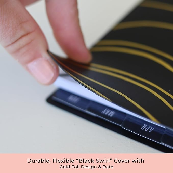 Blue Sky Idlewild 2025-2026 Weekly and Monthly Academic Year Planner Calendar, July 2025 - June 2026, 8.5" x 11", Flexible Cover, Wirebound, Laminated Tabs, Storage Pocket, Black Swirl