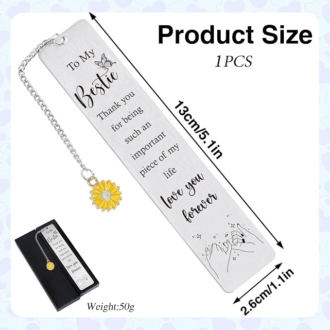 Inspirational Bestie Bookmark Gifts - Friendship Bestie Gifts from Friends, Encouraging Graduation Christmas Wedding Birthday Friendship Accompany Present for Girl Women Her