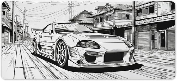 Large Mouse Pad JDM Car Sup Drifting Desk Mat Computer Accessories Gaming Office Organizers Supplies Decor Essentials Keyboard Pads for Desk Rubber 40x90cm
