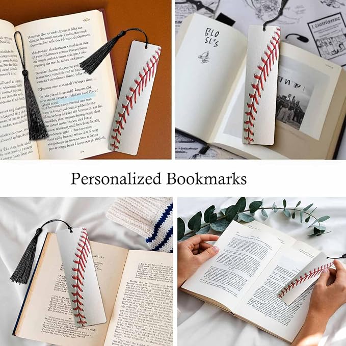 Baseball 5 Pcs Bookmarks Sports Training Healthy Lifestyle Wooden Bookmarks with Tassel for Students Reader Teachers Book Lovers