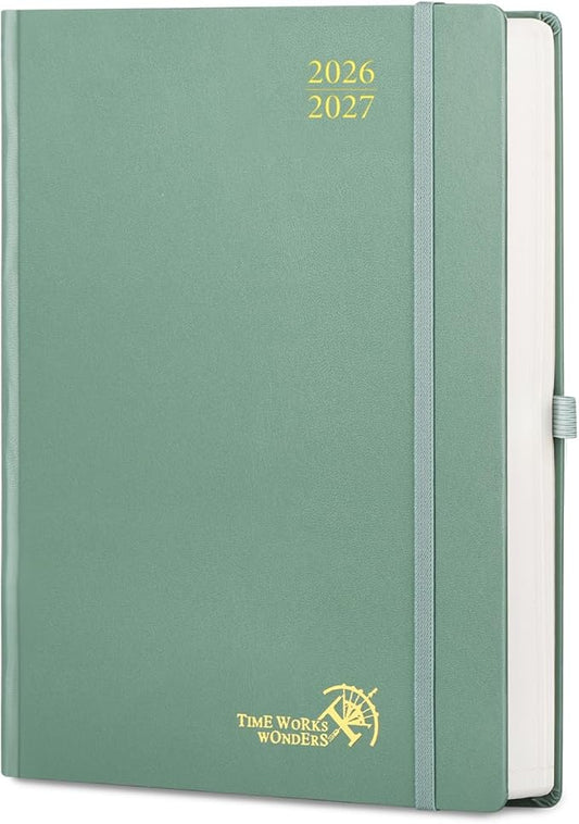POPRUN 2026-2027 Daily Planner One Page Per Day Even Weekends (A4 Large Size - 8.5" x 12") - Academic Calendar Book(July 2026 - June 2027), 2026 Day Appointment Book, Hardcover - Midnight Green