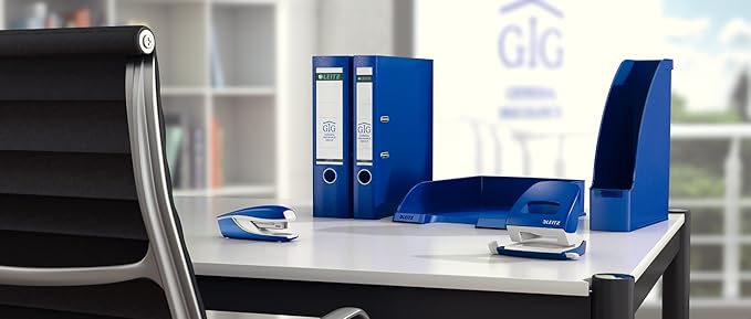 Leitz 55020035 Ergonomic Metal Stapler, Blue, 30 Sheets