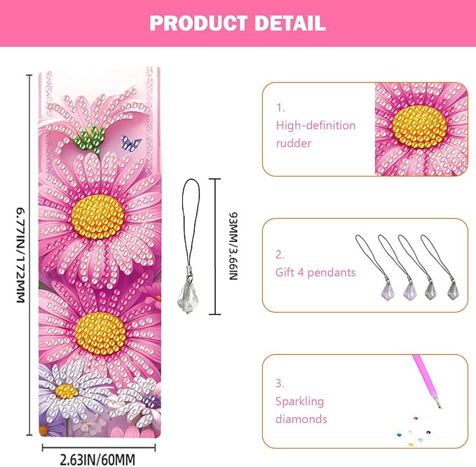 4pcs Lavender Diamond Painting Bookmark, 5D DIY Diamond Art Bookmarks with Butterfly Flower Design Beaded Rhinestone Diamond Art Kits for Adult Crafts Reading Women Beginner Birthday Gift