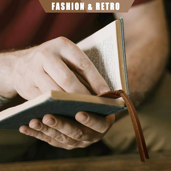 Jack&Chris Genuine Leather Bookmark, Thin Handmade Stitched Bookmarks for Women Men, Classic Style Book Accessories Gifts for Book Lovers Students Writers Readers Teens Adults, All Color