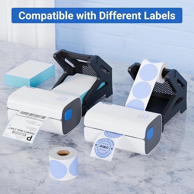 Label Holder, Compatible with Rolls and Fan-Fold Labels, Label Holder for Desktop Shipping Label Printer (Black)
