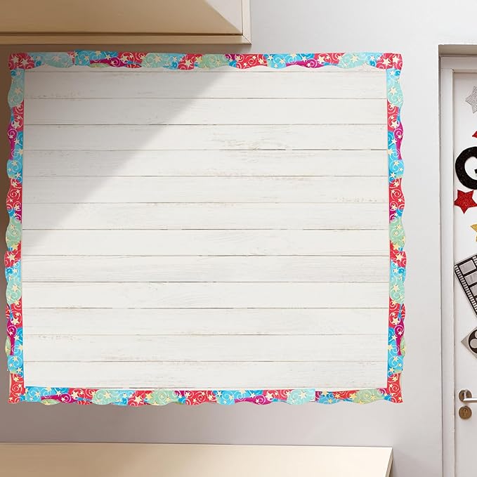 PerKoop 2 Roll White Wood Bulletin Board Paper 3.9" x 12ft Non Woven Bulletin Background Wallpaper Fade Resistant Board Roll Decoration for Arts Crafts Office School Classroom