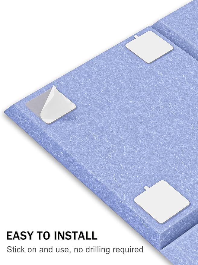 Hsurbtra Large Cork Board for Wall 47 x 36 Inch, 12 Pack Felt Bulletin Notice Board with Pushpins for Office Home School Farmhouse Wall Decor, Blue