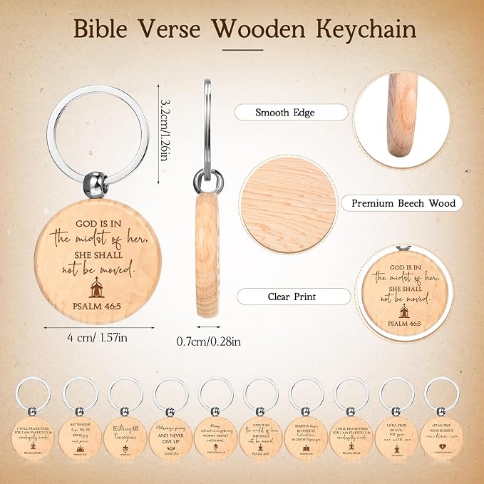 Lincia 50 Sets Christian Father's Day Birthday Gifts Bulk, Bible Verse Bookmarks Keychains with Bamboo Pens Religious Church Gifts Bulk for Men Ministry Bible Study Pastor Appreciation Church Events