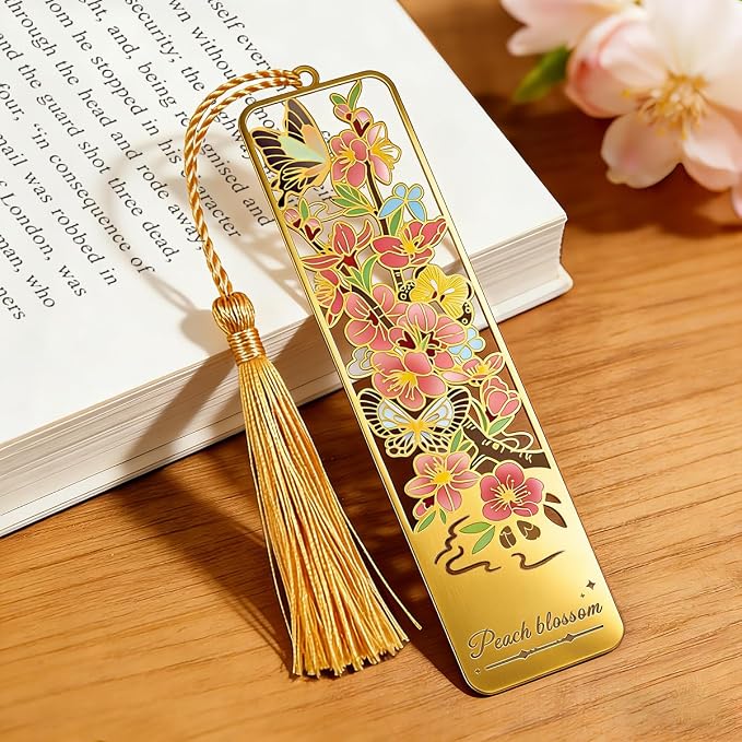 3pcs Metal Flower Bookmarks with Tassel, Goden Hollow Butterfly Theme Book Marks for Reading Women, Cute Book Markers for Book Lovers Writers Readers Teens Women Teachers Students (Style B)